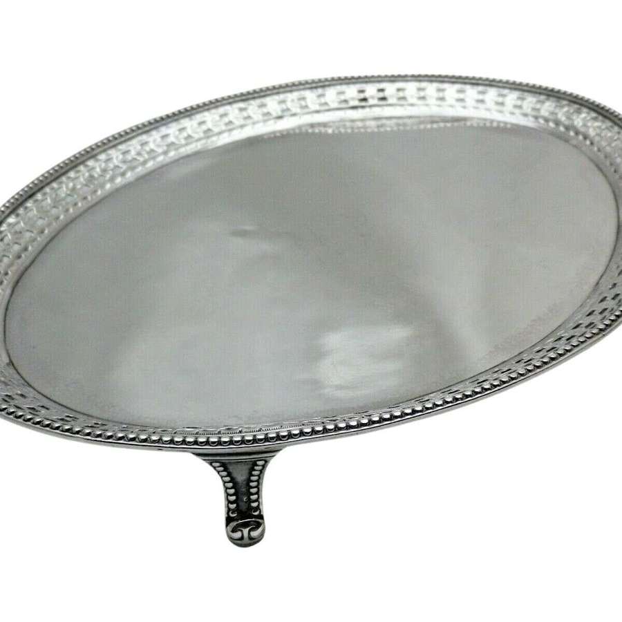Georgian 1784 Antique Solid Silver Oval Teapot Stand on 4 Feet