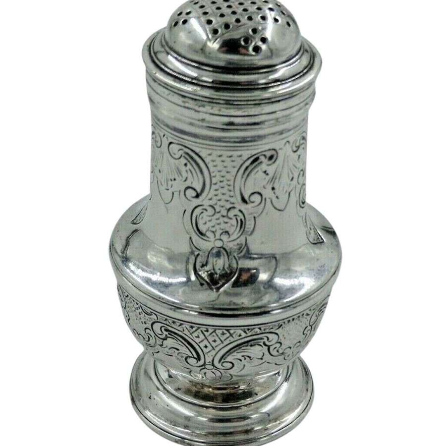 Georgian II 1744 Antique Solid Silver Pounce Shaker Pepper Pot