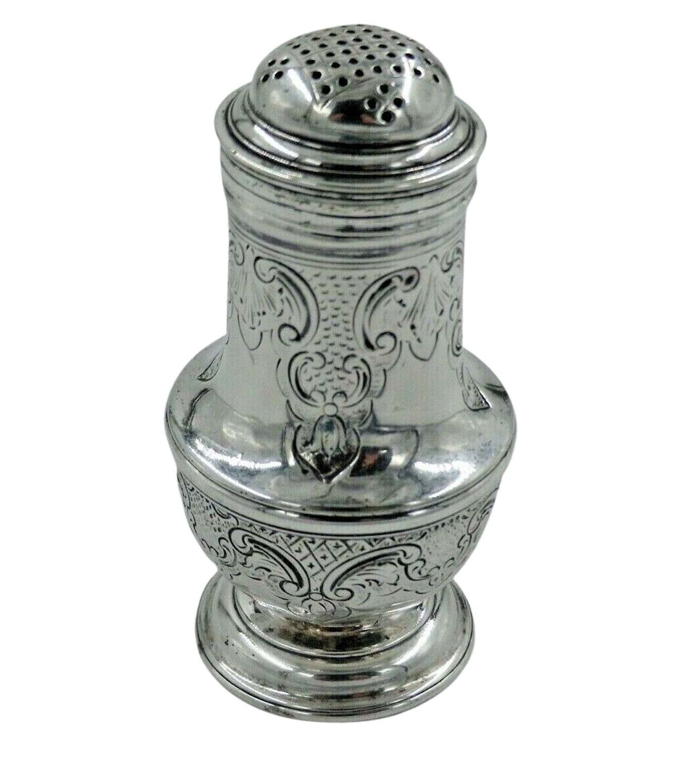 Georgian II 1744 Antique Solid Silver Pounce Shaker Pepper Pot