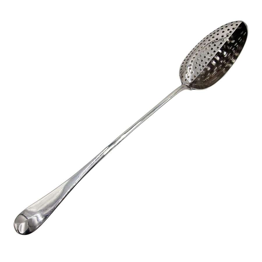 1787 Georgian Solid Silver Large Gravy Strainer Spoon 30cm