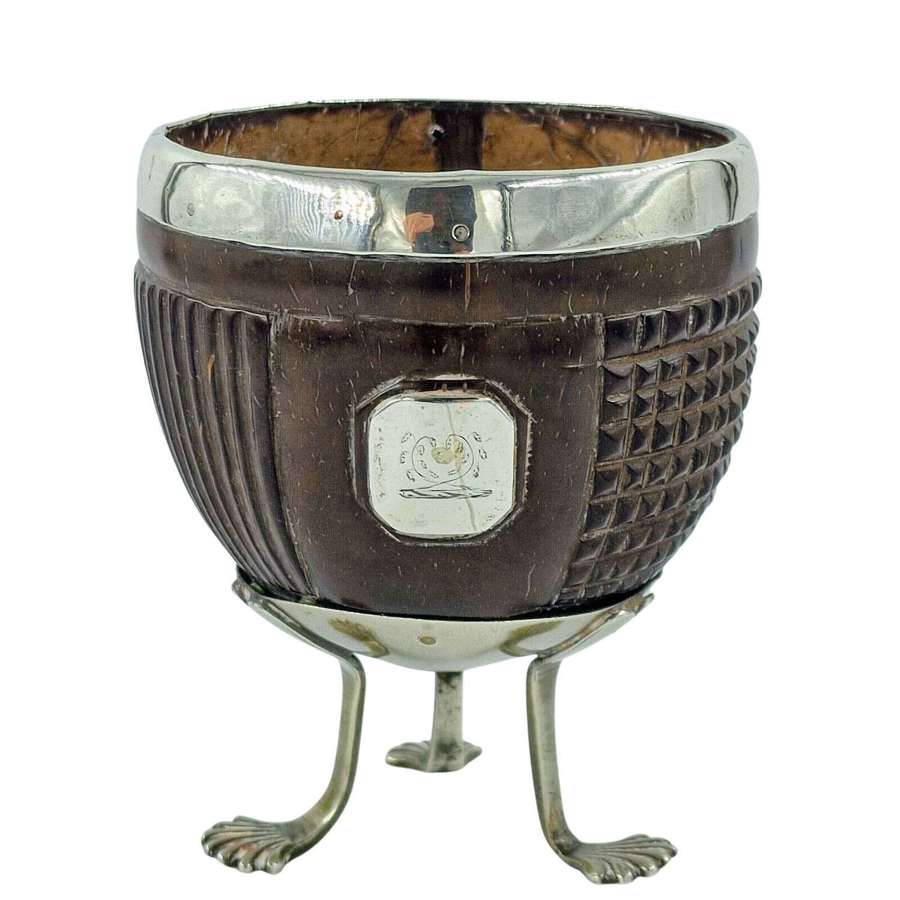 Georgian Solid Silver and Coconut Goblet c1780
