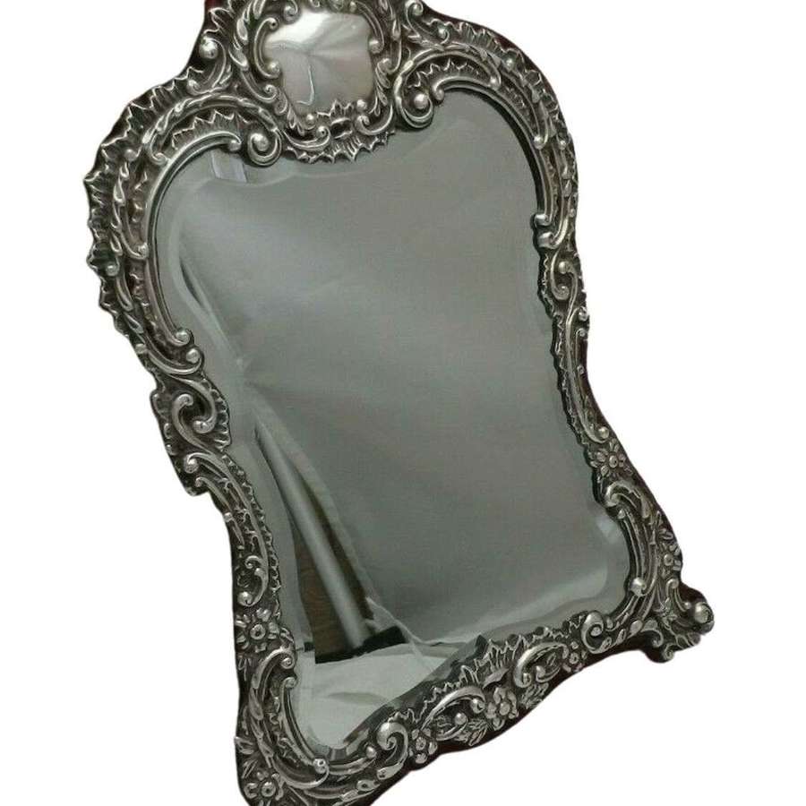Antique Sterling Solid Silver Dressing Table Mirror 1904 32cm Tall