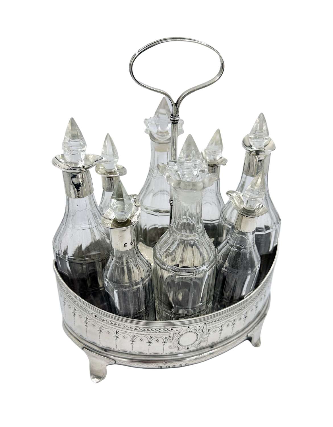 Georgian 1790 Antique Solid Silver 8 Cut Glass Bottle Cruet Condiment